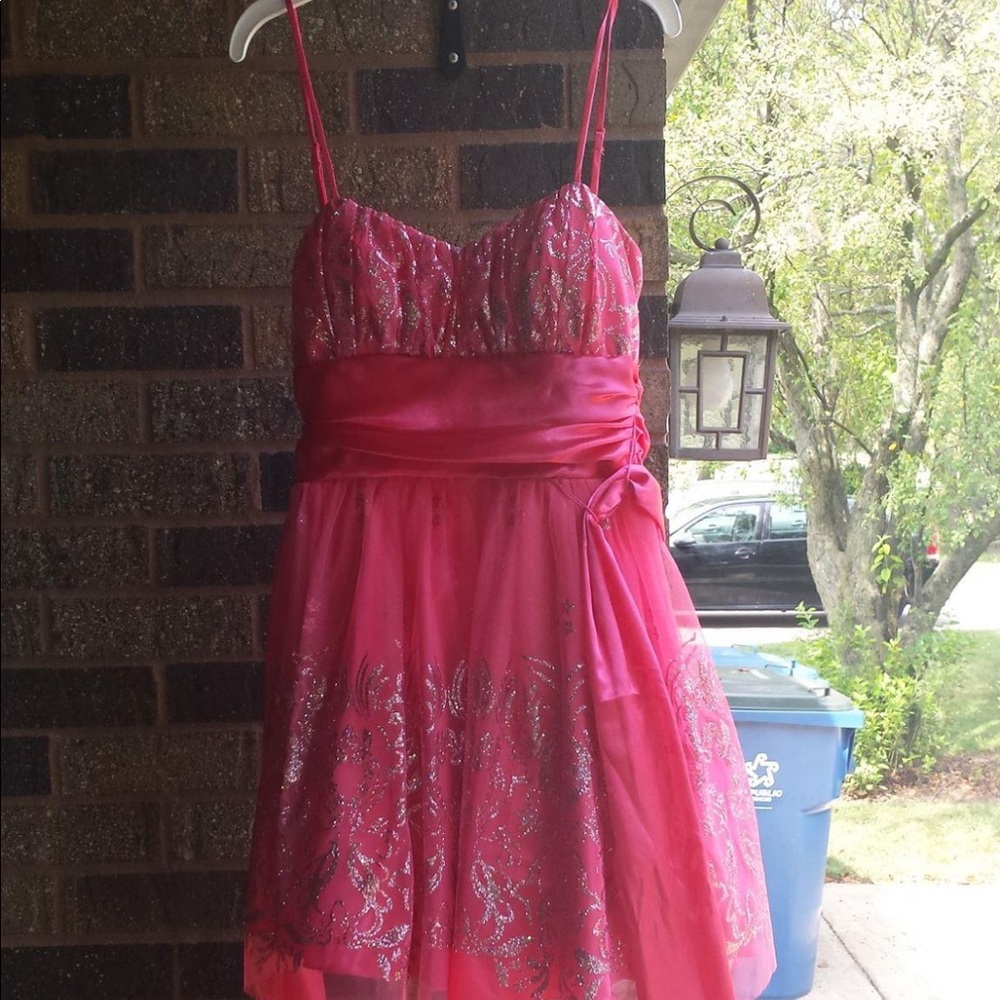 Short sparkly pink dress